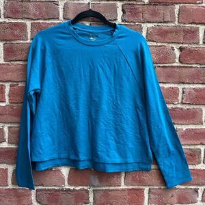 Eileen Fisher $148 Organic Cotton Raglan Long Sleeve Crewneck Tee Jewel XS NEW